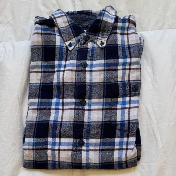 weatherproof vintage blue white plaid flannel shirt collared long sleeve cotton - Picture 2 of 8